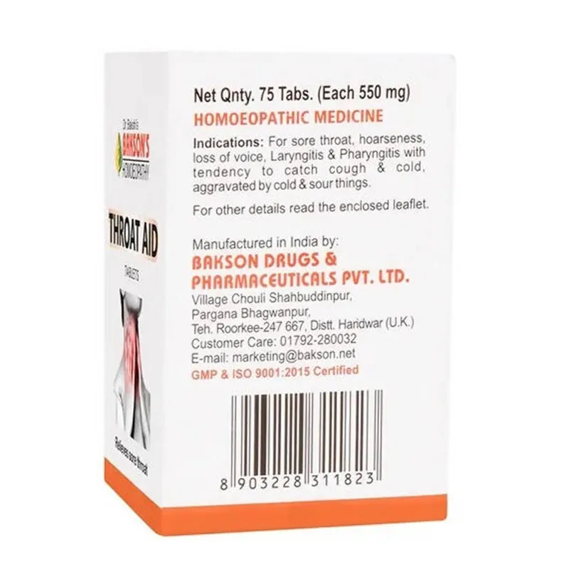 Bakson's Homeopathy Throat Aid Tablets