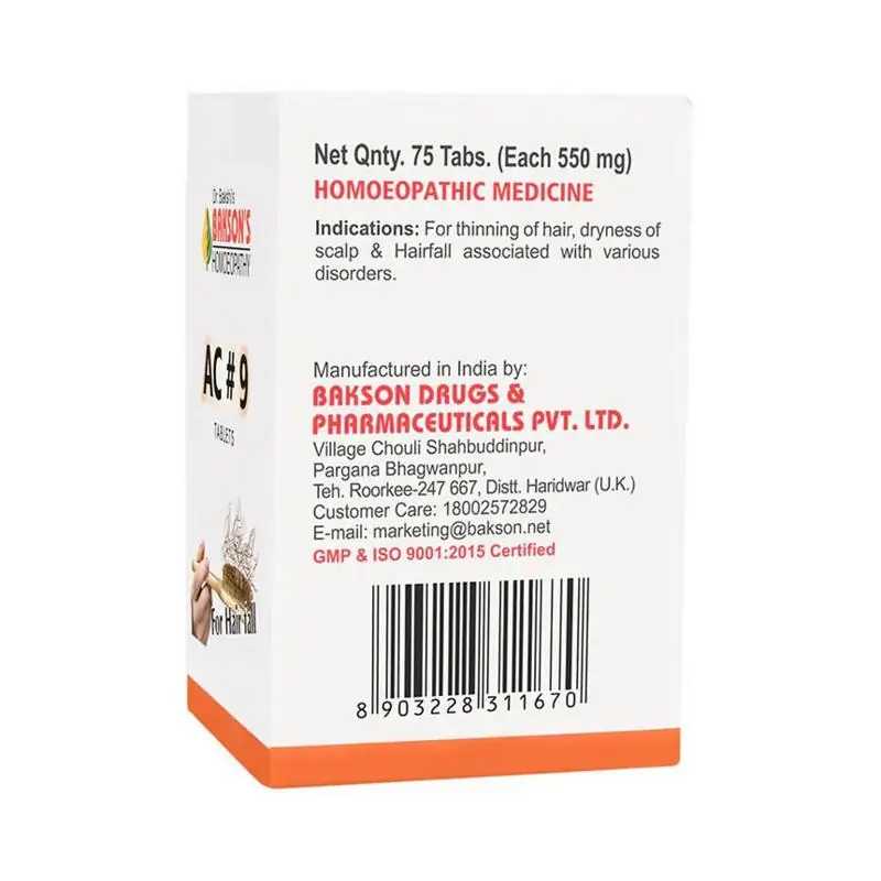 Bakson's Homeopathy AC#9 Tablets